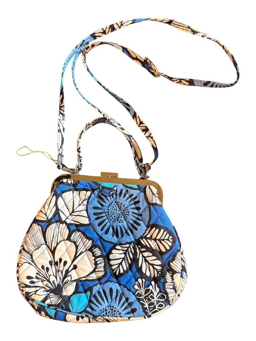 This is a Vera Bradley Mini Frame Crossbody Bag in the Blue Bayou pattern,